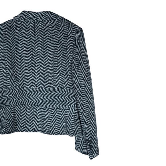 ECI New York Womens Blazer 14 Black White Herringbone Tweed Jacket Chic Workwear - Picture 9 of 15